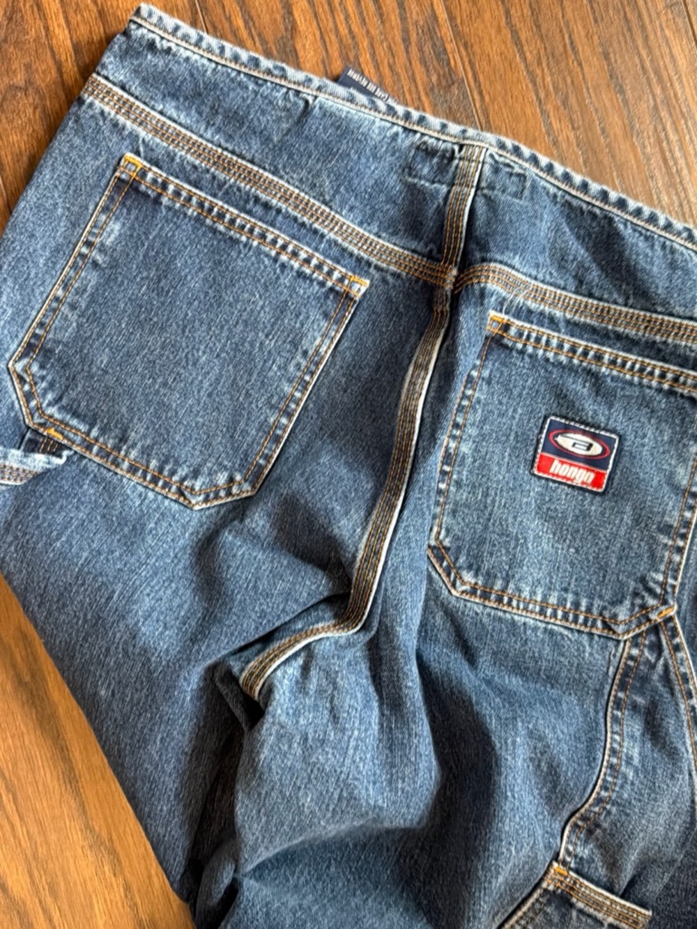 BONGO Dark Blue Wide Leg Denim Jeans with Patch Pockets